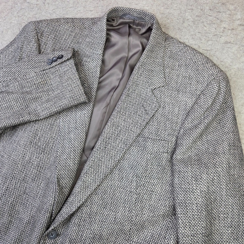 VTG Haggar Clothing Blazer Men 46 Gray Tweed Made In USA Sport Coat two button